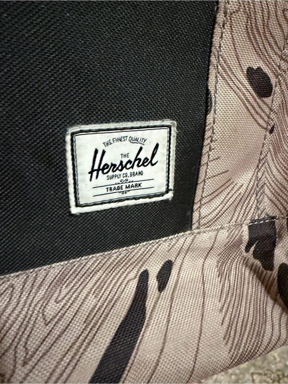 Herschel Supply Company Beige Taupe Patterned Messenger Tote with Black Pocket